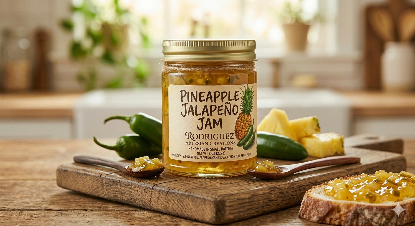 Pineapple Jalapeño Jam
Sweet, spicy, and a little bit sassy—just like you.