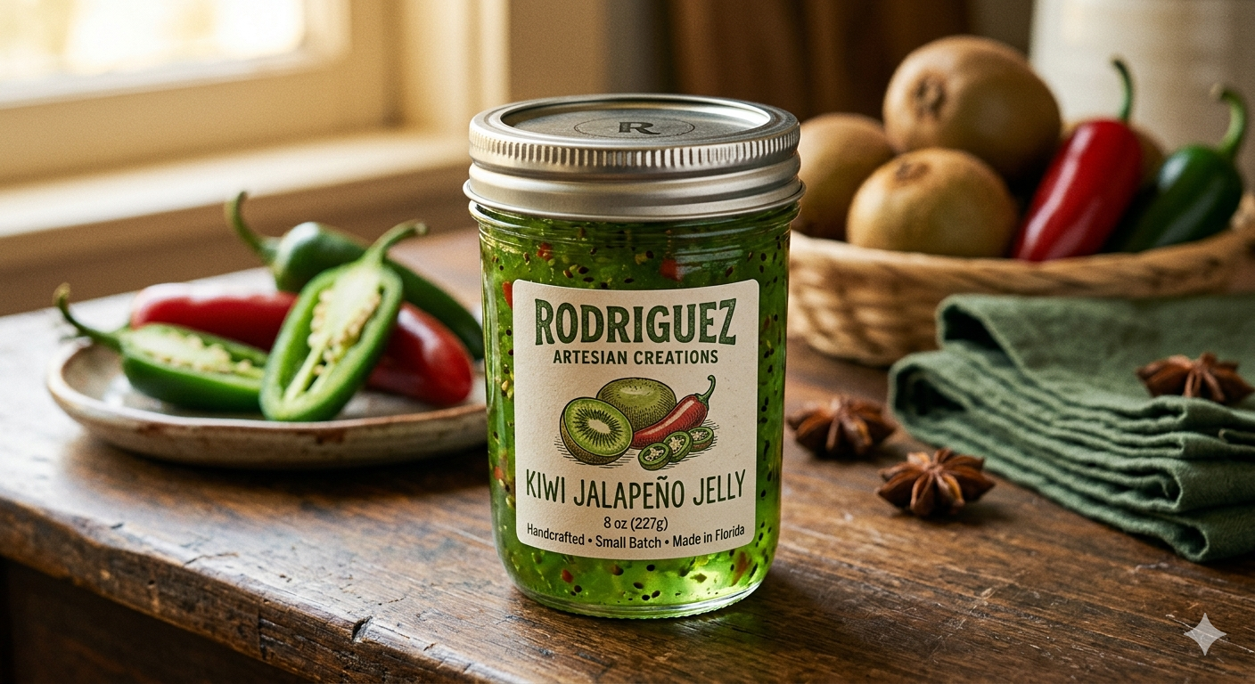 Kiwi Jalapeño Jelly
Sweet, Tart, and Smoothly Spiced